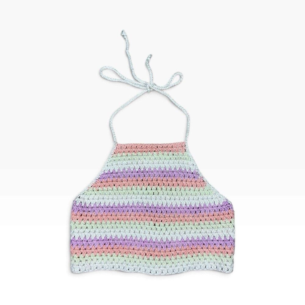 BP. Multicolor Striped Crochet Halter Tie Top Size S